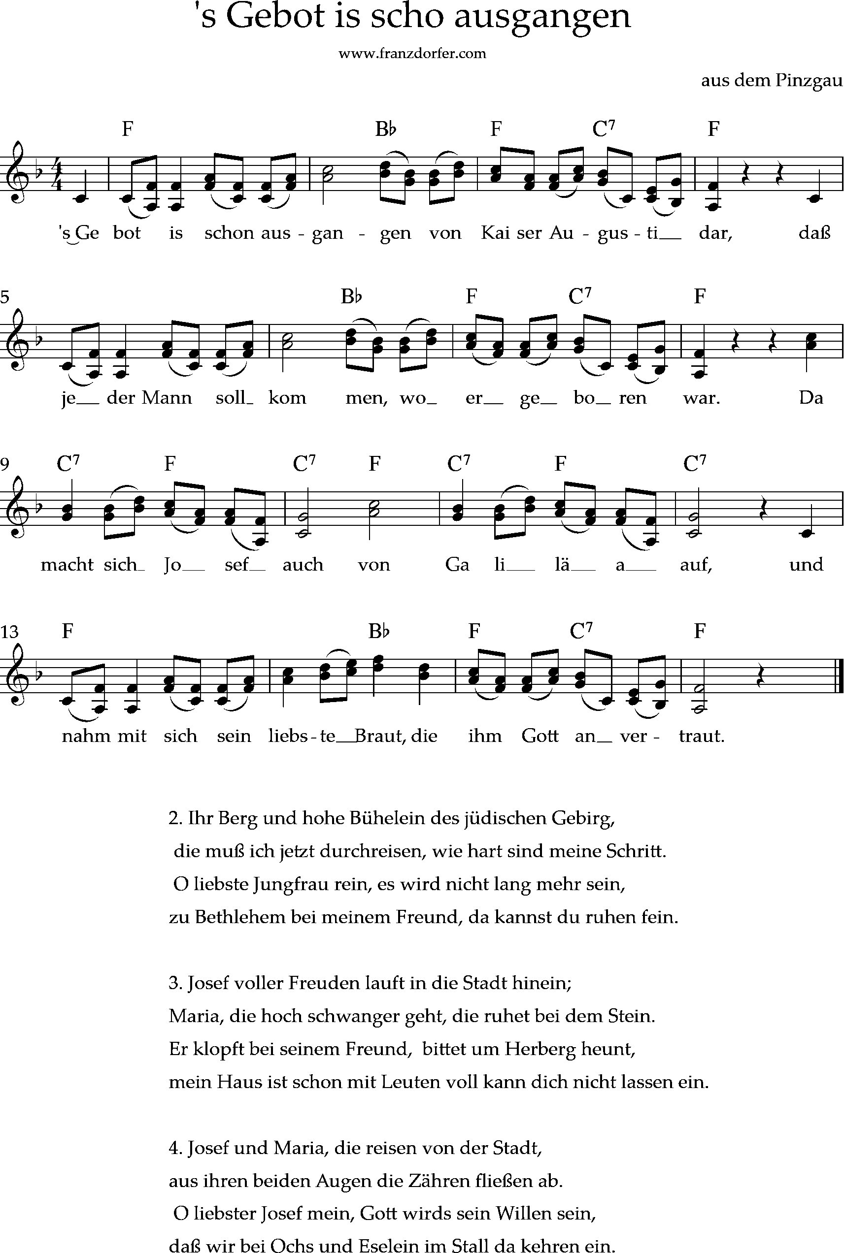 's Gebot is scho ausgangen, 2stimmig